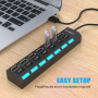 Cable Extensor Divisor De Alta Velocidad Alimentado Por LED HUB USB 2.0 De 7 Pue - Image 5