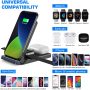Wireless Charger, 3 in 1 15W Fast Charging Dock Stand for iPhone 14/13/12/11/Pro Max/XS/XR/X/8 Plus/8, Compatible with Apple Watch Series and AirPods 3/2/Pro (Black) - Image 3