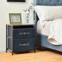 20 Inch Height Industrial Nightstand with 2 Pull-out Fabric Drawers - Image 1
