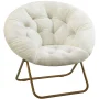 EDX Faux Fur Folding Saucer Chair, Foldable Accent Chair for Adults, Soft Plush Seat, Lightweight & Comfortable, Grey - Image 6