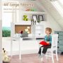 Kids Desk and Chair Set Study Writing Desk with Hutch and Bookshelves - Image 4