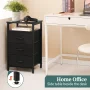 Night Stand with Charging Station, LED Nightstand with USB Ports and Outlets, End Table with Fabric Drawers and Storage Shelf, Black - Image 6