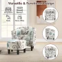 Gymax Modern Accent Tub Chair&Ottoman Set Fabric Upholstered Club Chair Grey Floral - Image 6