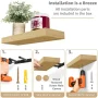 Set of 3 Floating Shelves, Wall Mounted for Home Decor, 16.25 in. W x 5.5 in. D Maple Wood Decorative Wall Shelf - Image 3