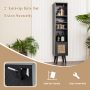 Black 6-Tier Tall Narrow Bookcase 54 Inches Slim Storage Cabinet with Adjustable Shelf - Image 6