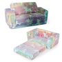 2-in-1 Flip Out Kids Sofa Chair with Detachable Flannel Fabric Cover and Glowing Patterns - Image 2