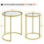 Alden Design Round Iron Nesting Tables for Living Room, Gold/Clear, Set of 2 - Gold - Image 3