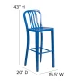 Flash Furniture Gael Commercial Grade 30" High Blue Metal Indoor-Outdoor Barstool with Vertical Slat Back - Image 6
