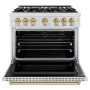ZLINE - 36 in. Wide 6 Burner 5.2 cu. ft. Autograph Classic Dual Fuel Freestanding Satin Steel Range with Bronze Accents - Stainless Steel - Image 2