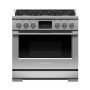 Fisher & Paykel - 36 in. Wide 6 Burner Professional 4.8 Cu. Ft. Freestanding Dual Fuel True Convection Range with Self-Cleaning - Stainless Steel/Black Glass - Image 1