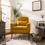 Linen Fabric Single Sofa Armchair with Waist Pillow for Living Room - Image 5