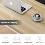 Tribesigns Computer Desk, 55 inch Large Office Desk Computer Table Study Writing Desk for Home Office, Walnut + White Leg - Image 6