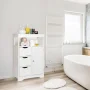 ZENY Bathroom Floor Cabinet, Free Standing Storage Cabinet with 3 Drawers and Adjustable Shelf, Modern Cupboard for Home Living Room Office, White - Image 2