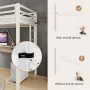 Amolife Twin Size Loft Bed Frame, Metal Bunk Bed with Removable Ladder and Full-Length Guardrail, Safe Heavy-Duty Frame, White - Image 5