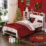 Yoneston 12" Twin Metal Bed Frame with 2-Tire Storage Headboard for Girls, Heavy Duty Platform Bed Frame No Box Spring Bedroom Furniture, White - Image 2