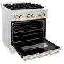 ZLINE - 30 in. Wide 4 Burner Autograph Legacy Dual Fuel Freestanding Range in Satin Steel & Gold Accents - Stainless Steel - Image 4