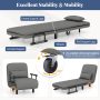 Gray 3-in-1 Convertible Sofa Bed with 5-Position Adjustable Backrest and Lumbar Pillow - Image 6