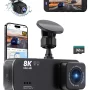 Dash Cam,Gazsocy 8K HD Car Dash Camera with Front and Rear Recording, Built-in Wi-Fi & GPS, Enhanced Night Vision,32 GB - Image 1