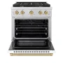 ZLINE - 30 in. Wide 4 Burner 4.2 cu. ft. Autograph Paramount Dual Fuel Freestanding Range with Bronze Accents - White - Image 2