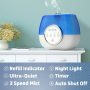 PureGuardian - Ultrasonic 2 Gal. Warm and Cool Mist Aromatherapy Humidifier - Blue/White - Image 3