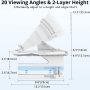 AboveTEK Laptop Stand, 20 Angles Two-Layer Height Adjustable Laptop Stands, Portable Laptop Riser with 360 Rotating Base Storage Space & Extra Phone Holders Compatible with 10''-17'' Laptops White - Image 1