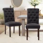 Artemisia Tufted Upholstered Wooden Dining Chairs - Image 4