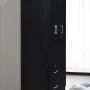 Hodedah 3-Door 36 in. Wide Armoire with 2-Drawers, Clothing Rod and 3-Shelves in Black - Image 4