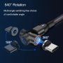 Magnetic Charging Cable(3-Pack, 1.6ft/3.3ft/6.6ft), Melonboy 360°&180° Rotation Magnetic Phone Charger Cable, 3 in 1 Nylon Braided Magnetic Cable Compatible with Micro USB, Type C - Black - Image 3