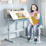 Height Adjustable Kids Study Desk with Tilt Desktop - Blue - Image 2
