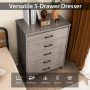 Modern 5-Drawer Multipurpose Chest Dresser with Metal Handles - Image 6