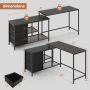 L-shaped Computer Desk with Power Outlet for Working Studying Gaming - Image 3