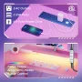 Bestier 63" Gaming Desk with LED Lights, U-Shaped Computer Desk with Outlets & Monitor Stand, Home Office Desk with Storage Shelves in Pink - Image 3