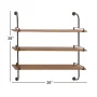 38 in.  x 38 in. Brown 3 Level Wood Wall Shelf with Metal Brackets - Image 6