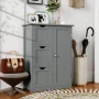 Costway Bathroom Floor Cabinet Side Storage Cabinet with 3 Drawers and 1 Cupboard Black - Image 5