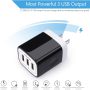 Wall Charger Plug, USB Plug Wall Outlet, 3 MultiPort Charger Station Cube | USBA Box Charger Outlet Base Brick Block Replacement for iPhone, iPad, and iWatch Charger Plug (Black) - Image 3