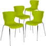 Black Lowell Contemporary Plastic Stacking Waiting Room Chairs, Lobby Chairs with Patterned Back and Seat (Set of 4) - Image 5