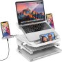 AboveTEK Laptop Stand, 20 Angles Two-Layer Height Adjustable Laptop Stands, Portable Laptop Riser with 360 Rotating Base Storage Space & Extra Phone Holders Compatible with 10''-17'' Laptops White - Image 6