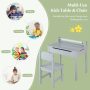 Wooden Kids Table and Chair Set with Storage and Paper Roll Holder - Image 5