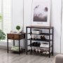 DYHOME Nightstand, Coffee Tables, Side Tables, Vintage Industrial Nightstand with Storage Drawers and Storage Panels, Metal Legs Living Room Nightstand, Bedroom Side Tables, Easy to Assemble, Brown - Image 4