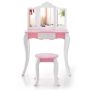 Kid's Wooden Vanity Table and Stool Set with 3-Panel Acrylic Mirror - Image 3