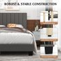 Queen Size Upholstered Bed Frame with Vertical Channel Tufted Headboard-Gray - Image 5