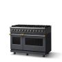 Viking - 48 in. Wide 8 Burner Pro 5 Series 7.3Cu. Ft. Freestanding Sealed LP DF Convection Rangewith Griddle Brushed Brass Trim - Cast Black - Image 2