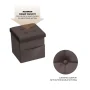 Lavish Home 15-inch Folding Tufted Faux Leather Storage Ottoman with Pocket (Brown) - Image 5