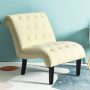 Cotton Linen Fabric Armless Accent Chair with Adjustable Foot Pads - Image 1
