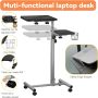 Upgraded Mobile Laptop Stand Desk Rolling Cart with Cup Holder,Rolling Laptop Stand for Couch, Height Adjustable Laptop Table from 32'' to 44'' - Image 3