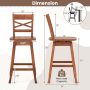 Swivel 24-Inch Counter Height Stool Set of 2 with Inclined Backrest - Image 5