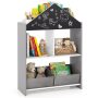 Playhouse Kids Bookshelf with Chalkboard and Whiteboard for 3-6 Years - Gray - Image 3