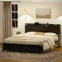GUNAITO Full Bed Frame with Storage Headboard Platform Bed Frame with 2 Drawers Metal Bed with Charging Station, Dark Brown - Image 6