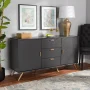 Baxton Studio Kelson Modern and Contemporary Dark Grey and Gold Finished Wood 2-Door Sideboard Buffet - Image 1