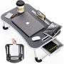 Foldable Standing Laptop Desk/Bed Tray for Dinner, Reading, TV, Eating, Breakfast, Portable Table for Bed and Couch (Gray) - Image 2